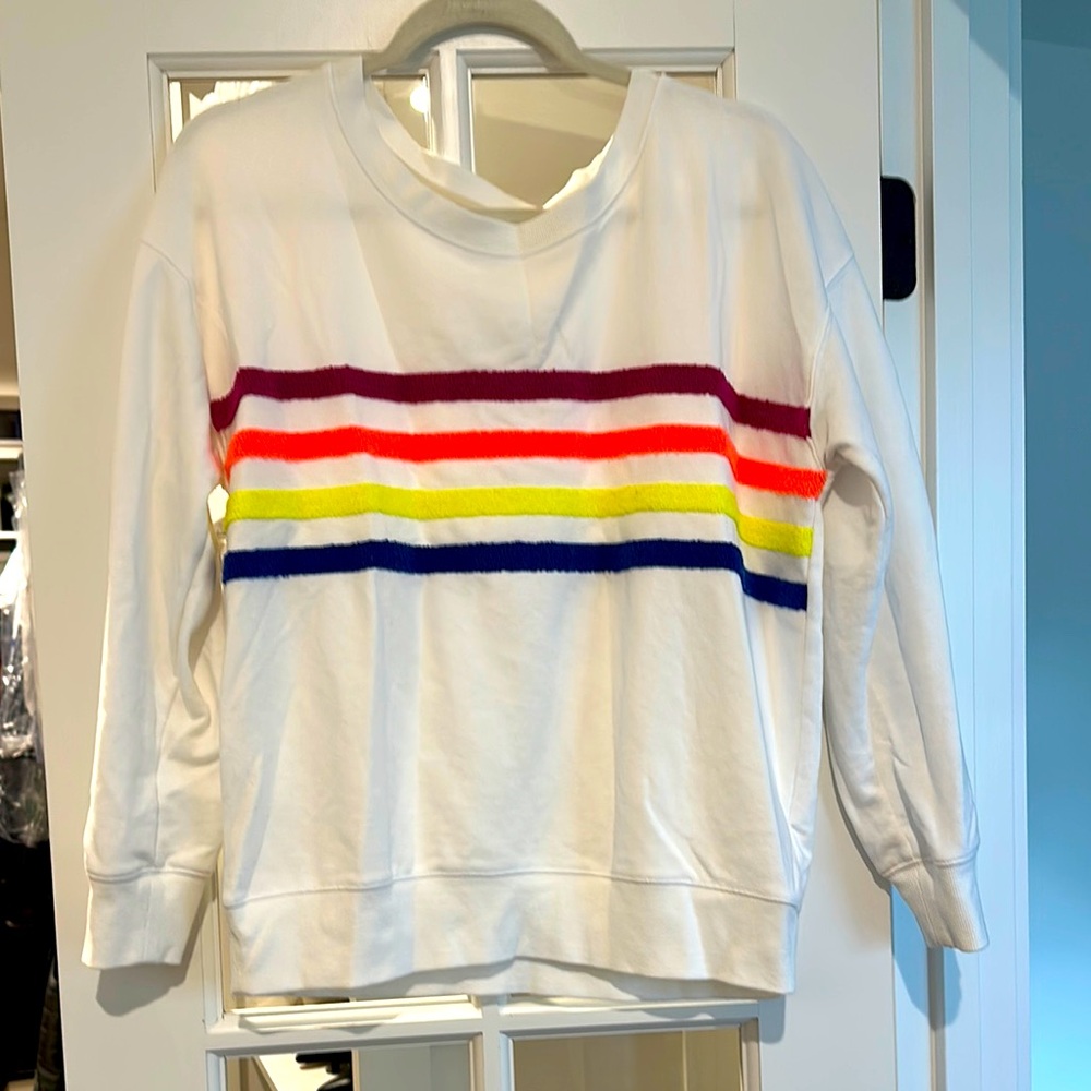 Lou & Grey white sweatshirt with multicolor terry stripes soze xs